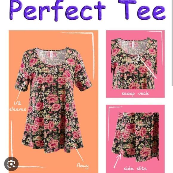 LuLaRoe Perfect T XS 4/6/8/10 Knit Tee Blue Neon Tribal Print Shirt Swing Top - Picture 3 of 10